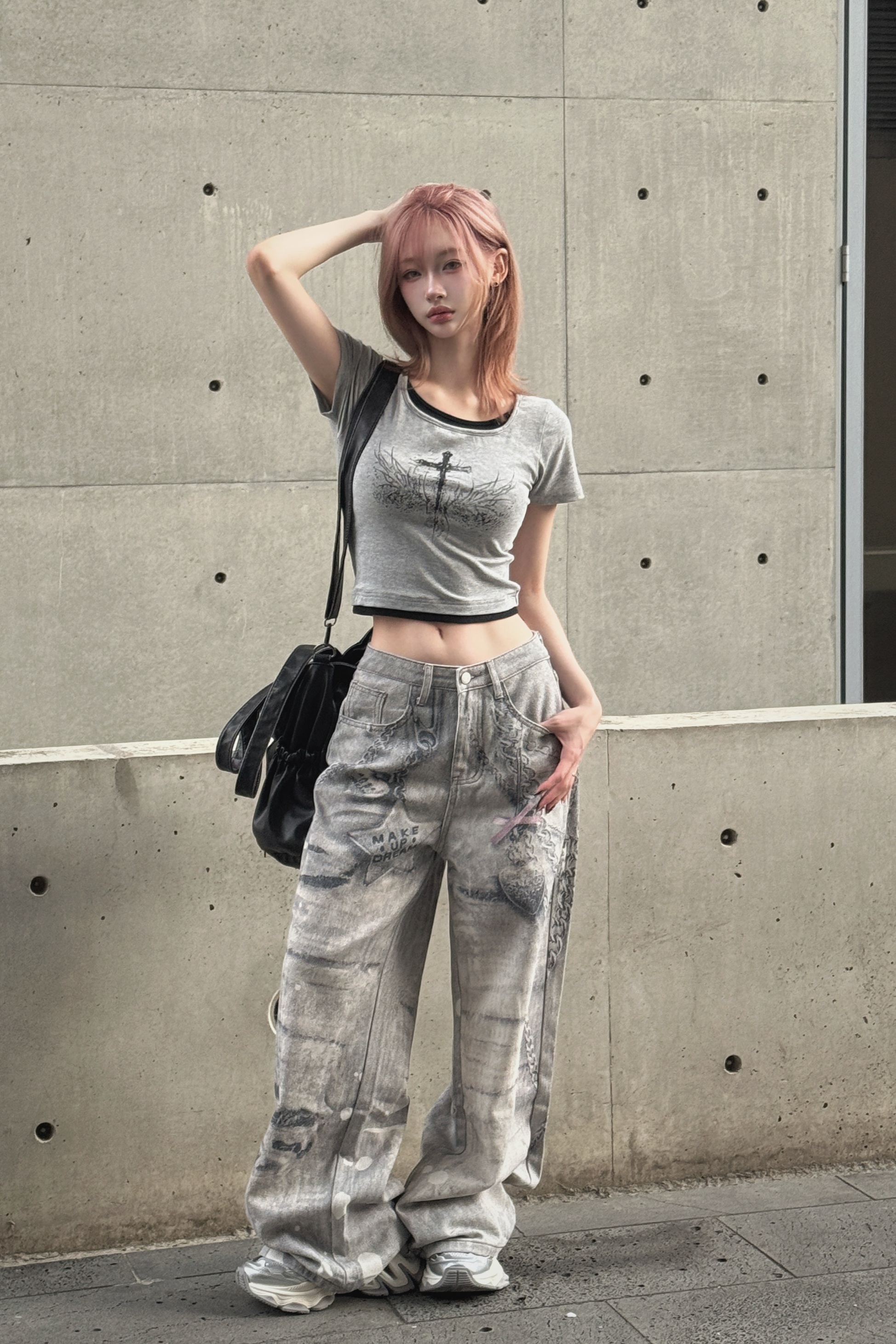 クロスデザインクロップドTシャツ ZC20940