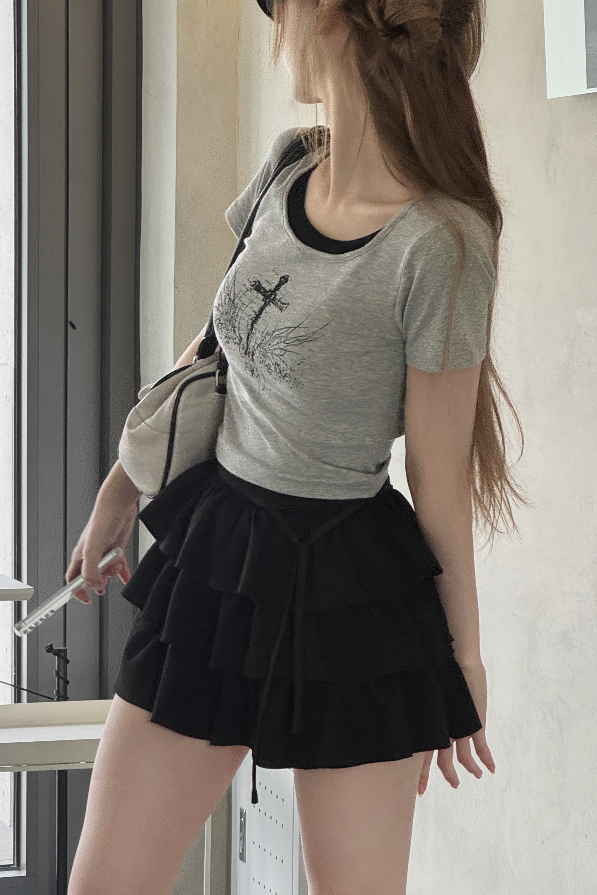 クロスデザインクロップドTシャツ ZC20940