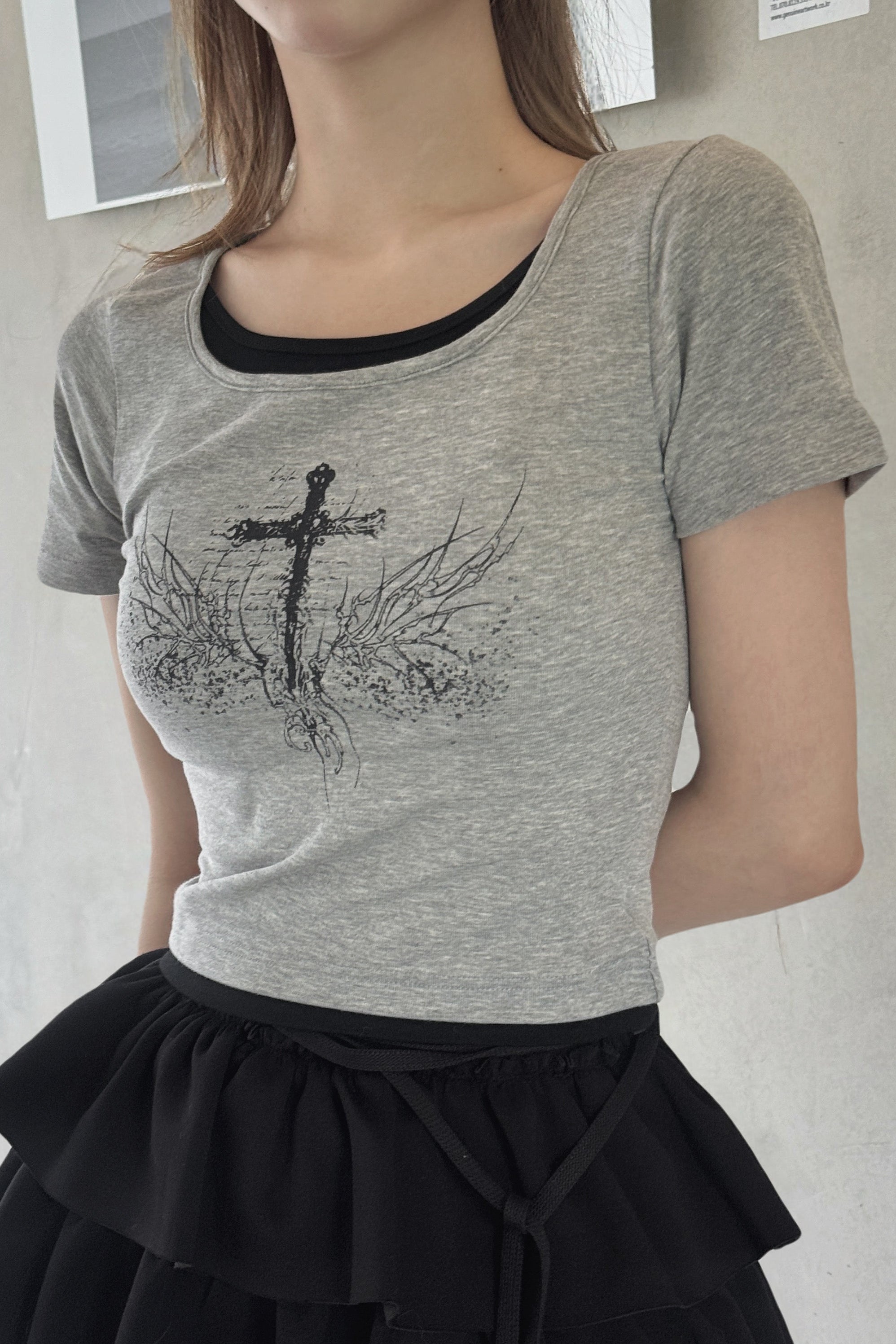 クロスデザインクロップドTシャツ ZC20940