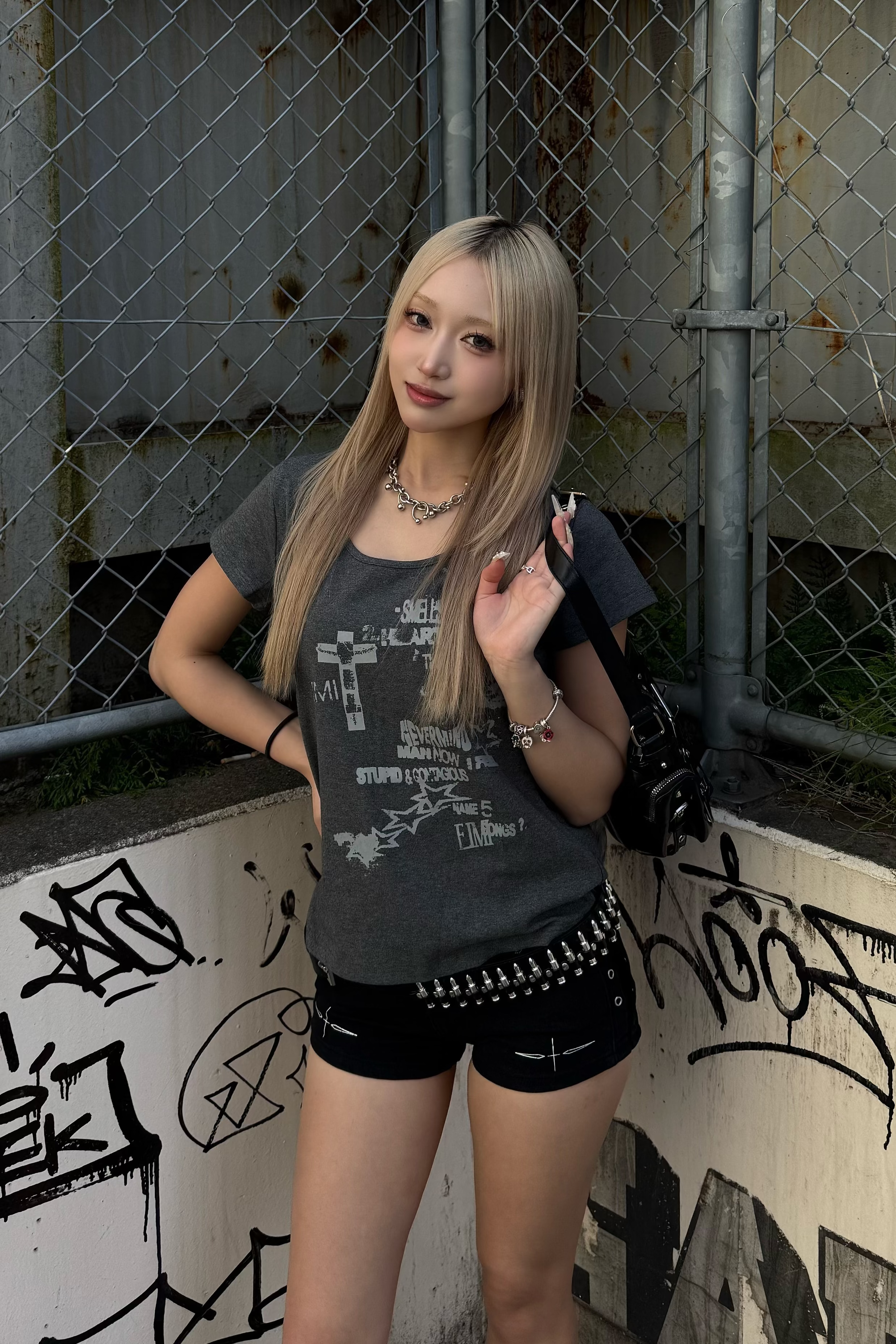 cross graphic baby tee ZC21295