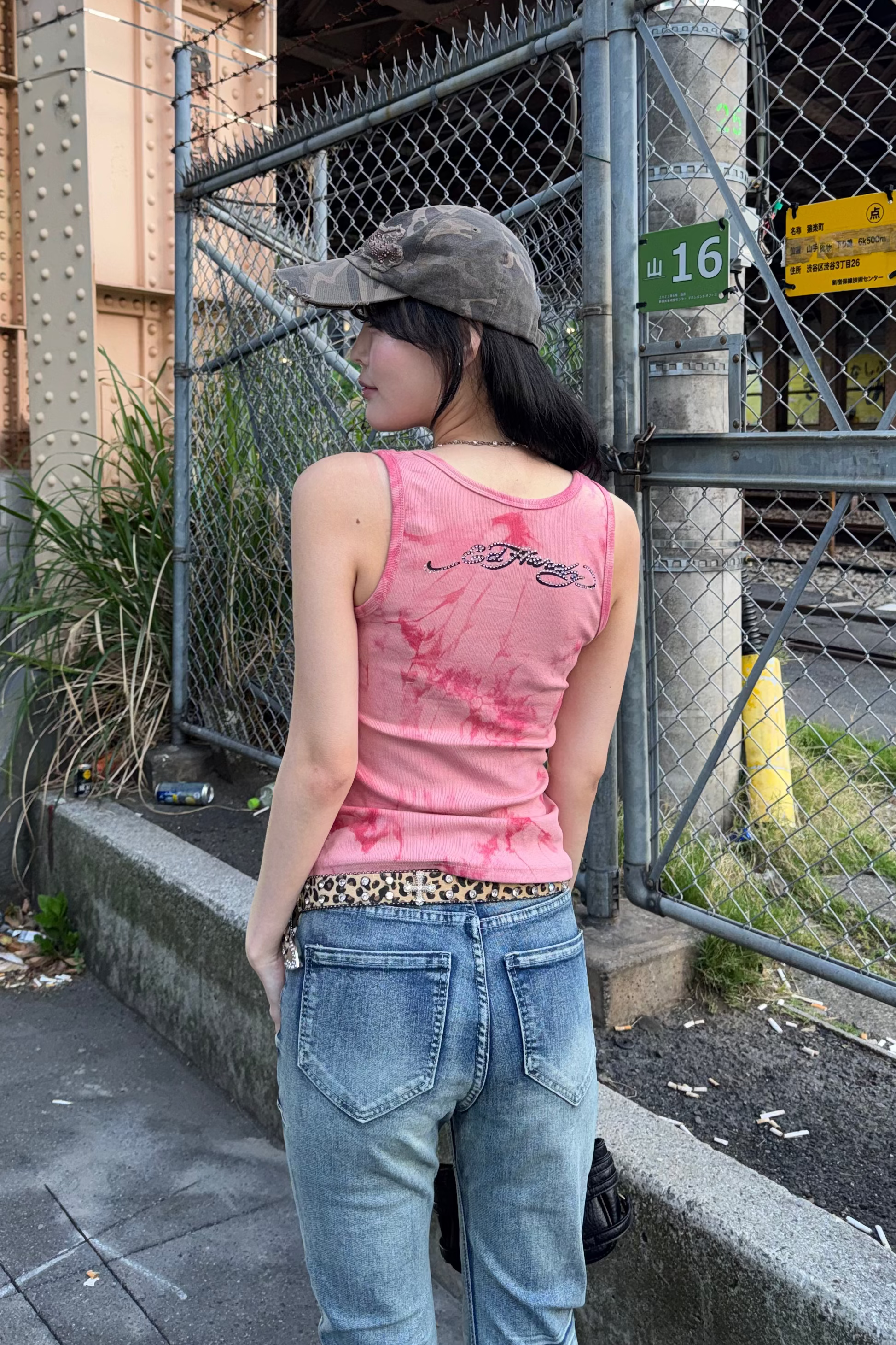 tie dye rose cross tank top ZC21308