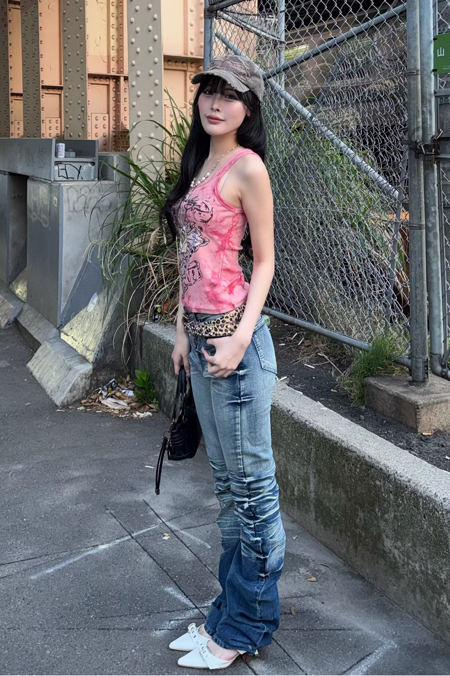 tie dye rose cross tank top ZC21308