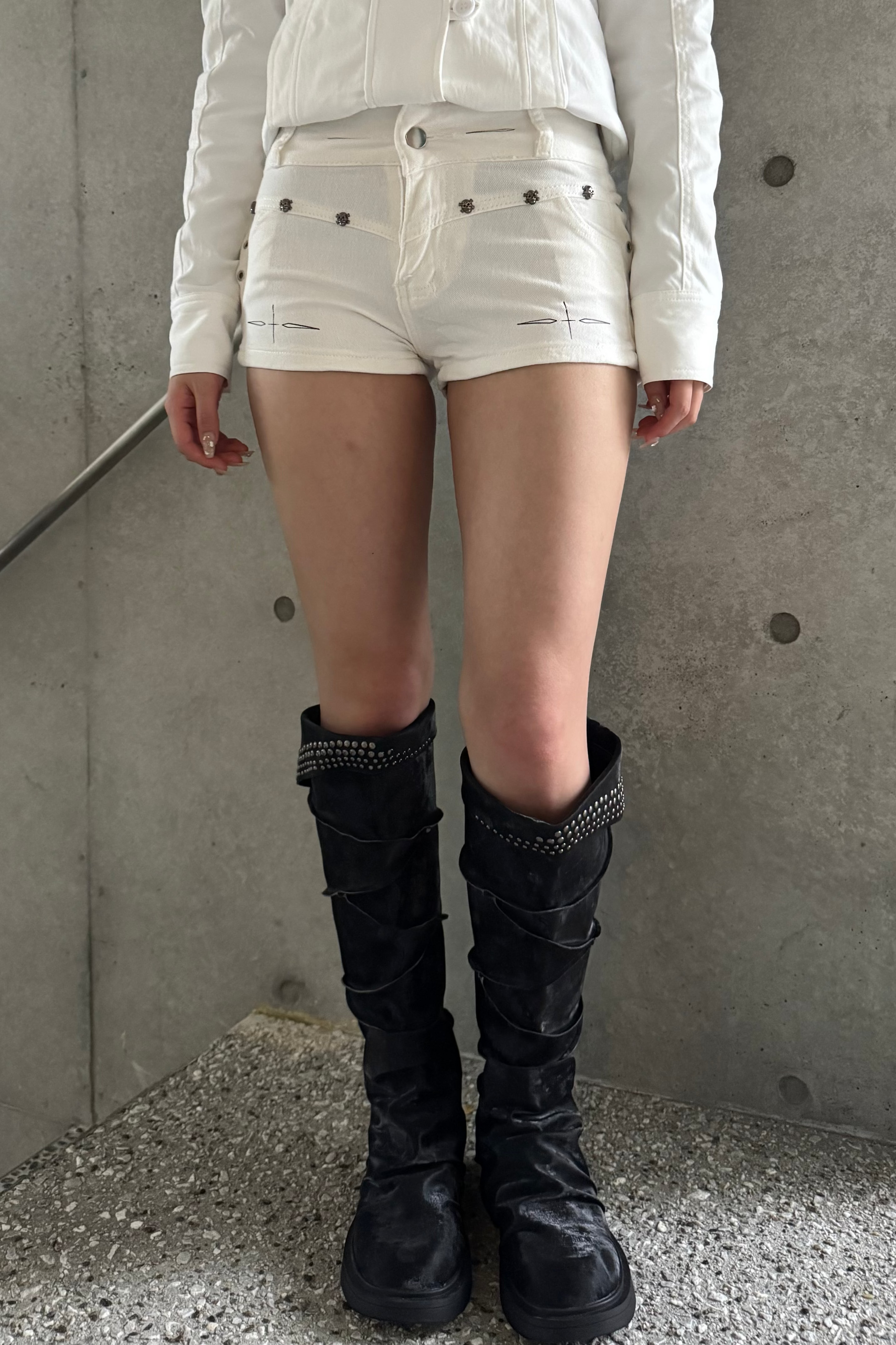 chain lace up short pants ZC19319