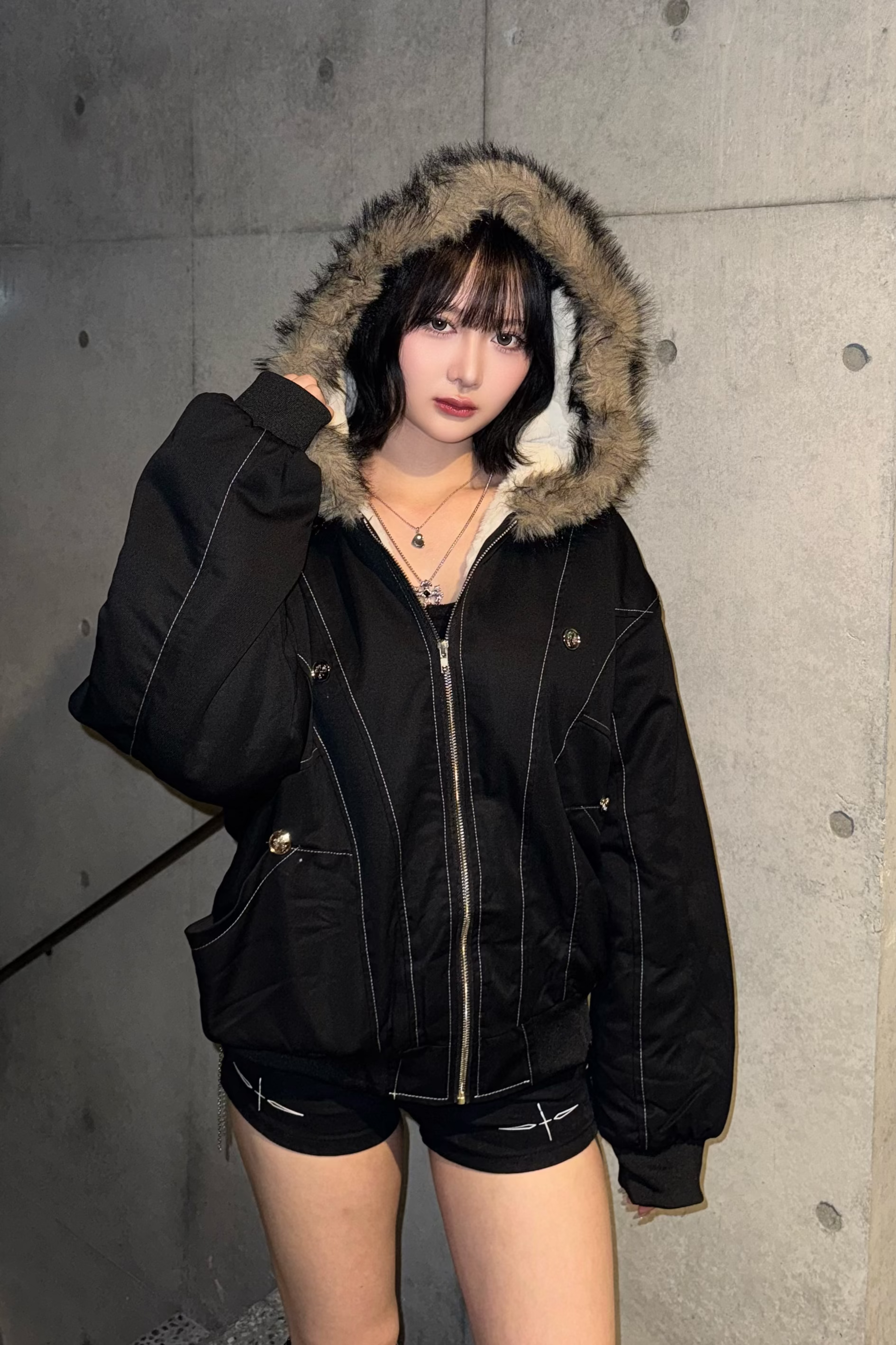 line stitch fur down jacket ZC30064