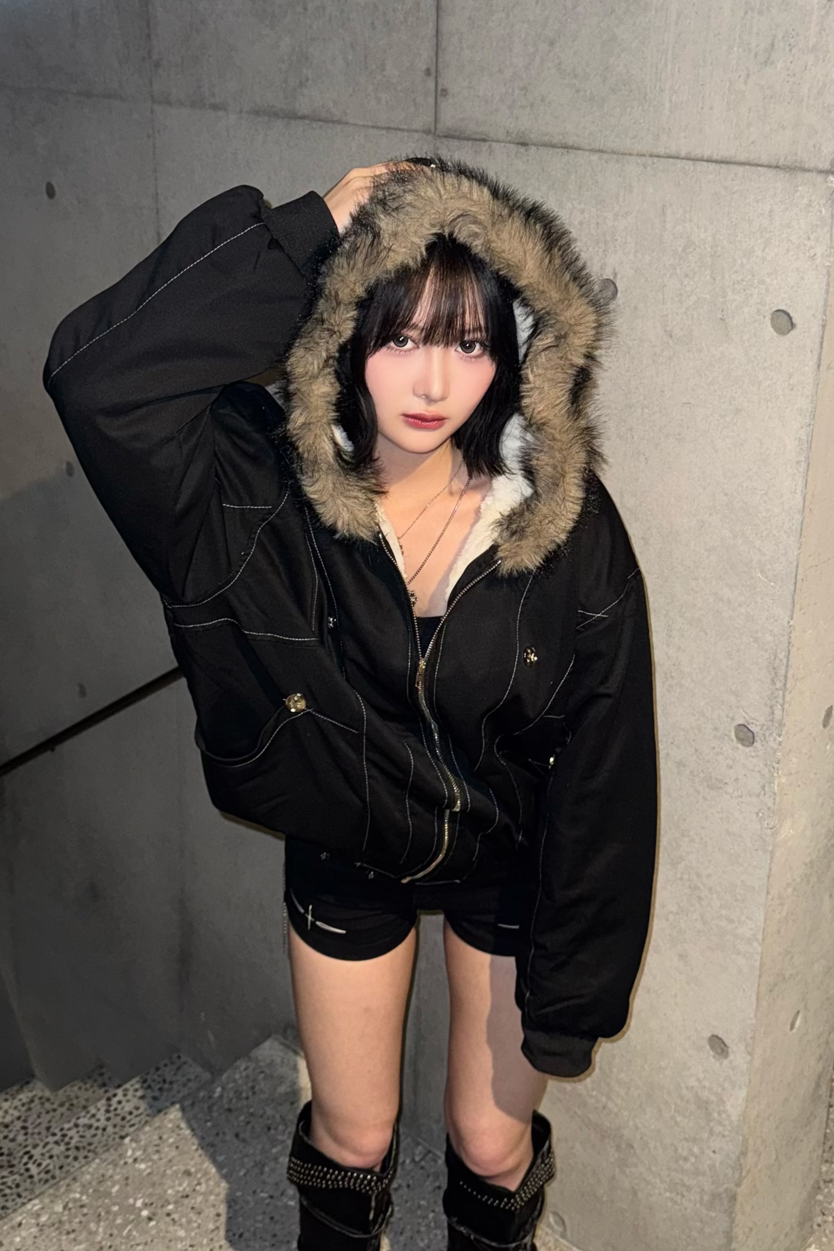 line stitch fur down jacket ZC30064