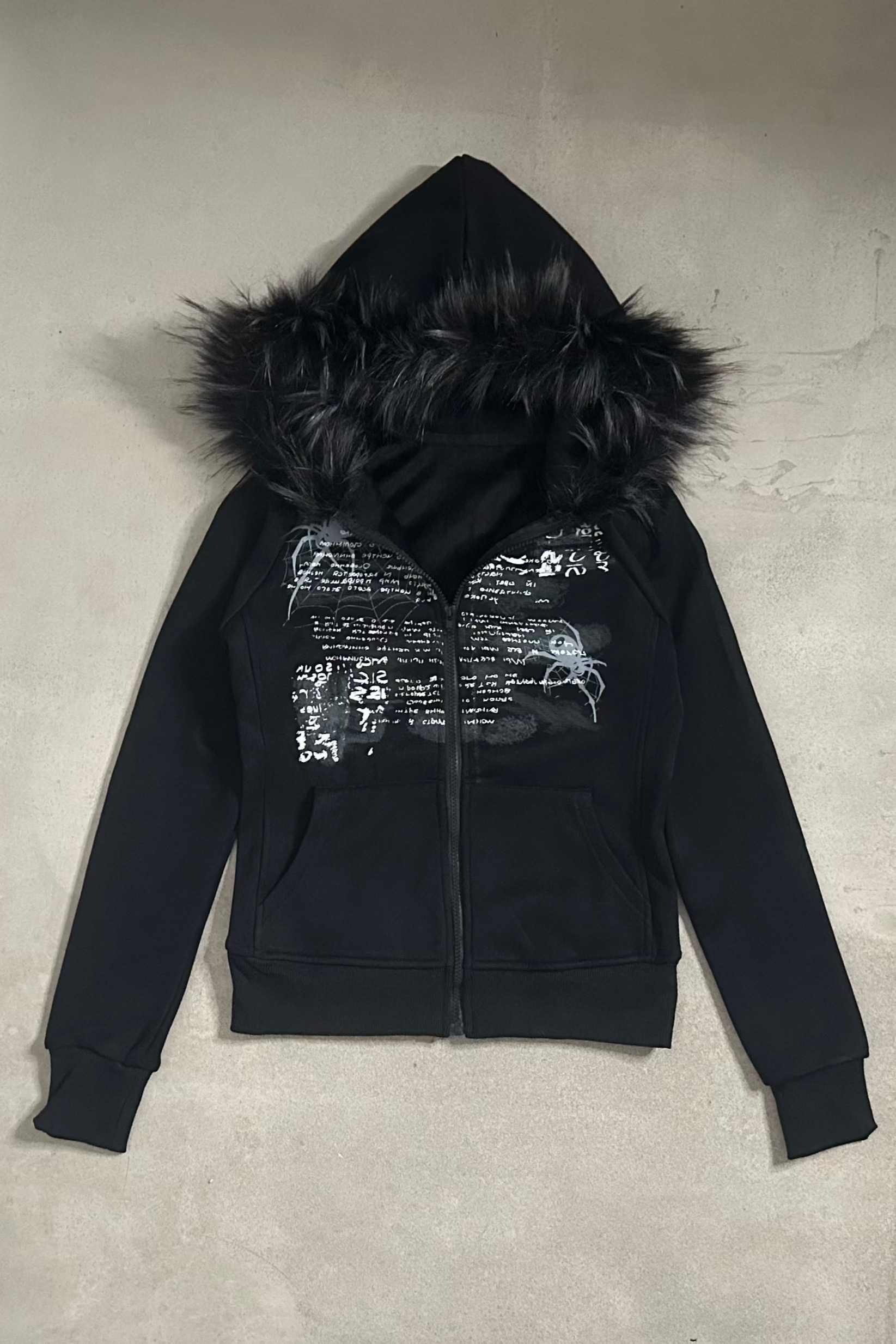 Graffiti spider  fur hoodie ZC20949