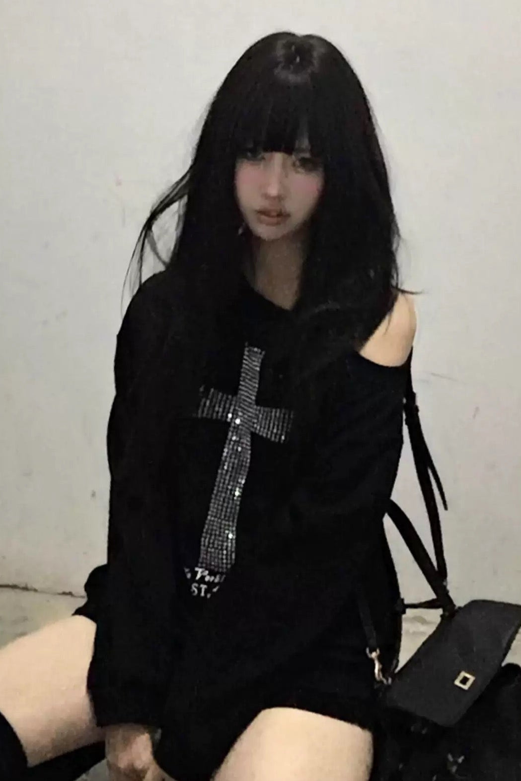 kirakira stone cross sweat ZC21108