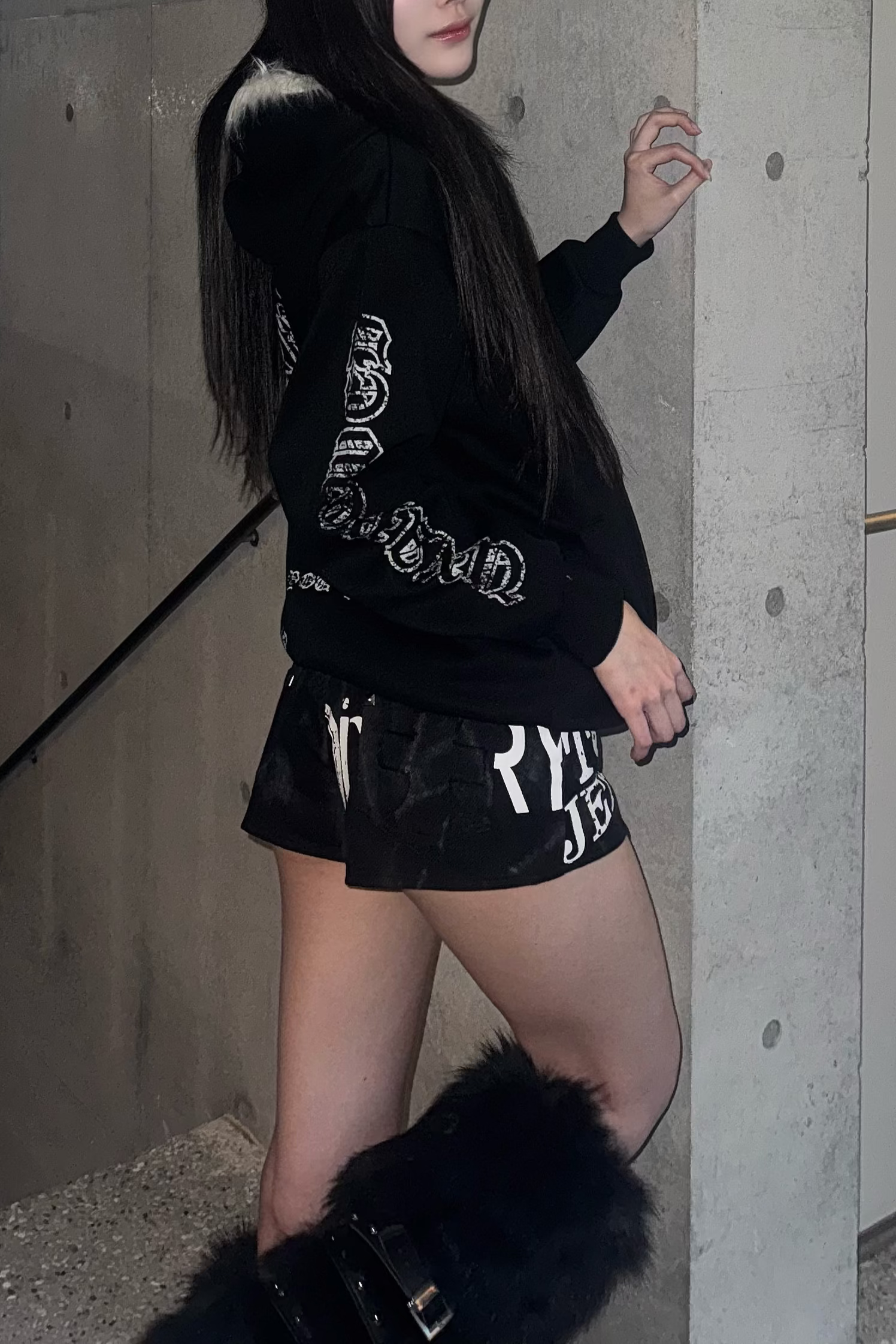 text crash punk short pant ZC19369