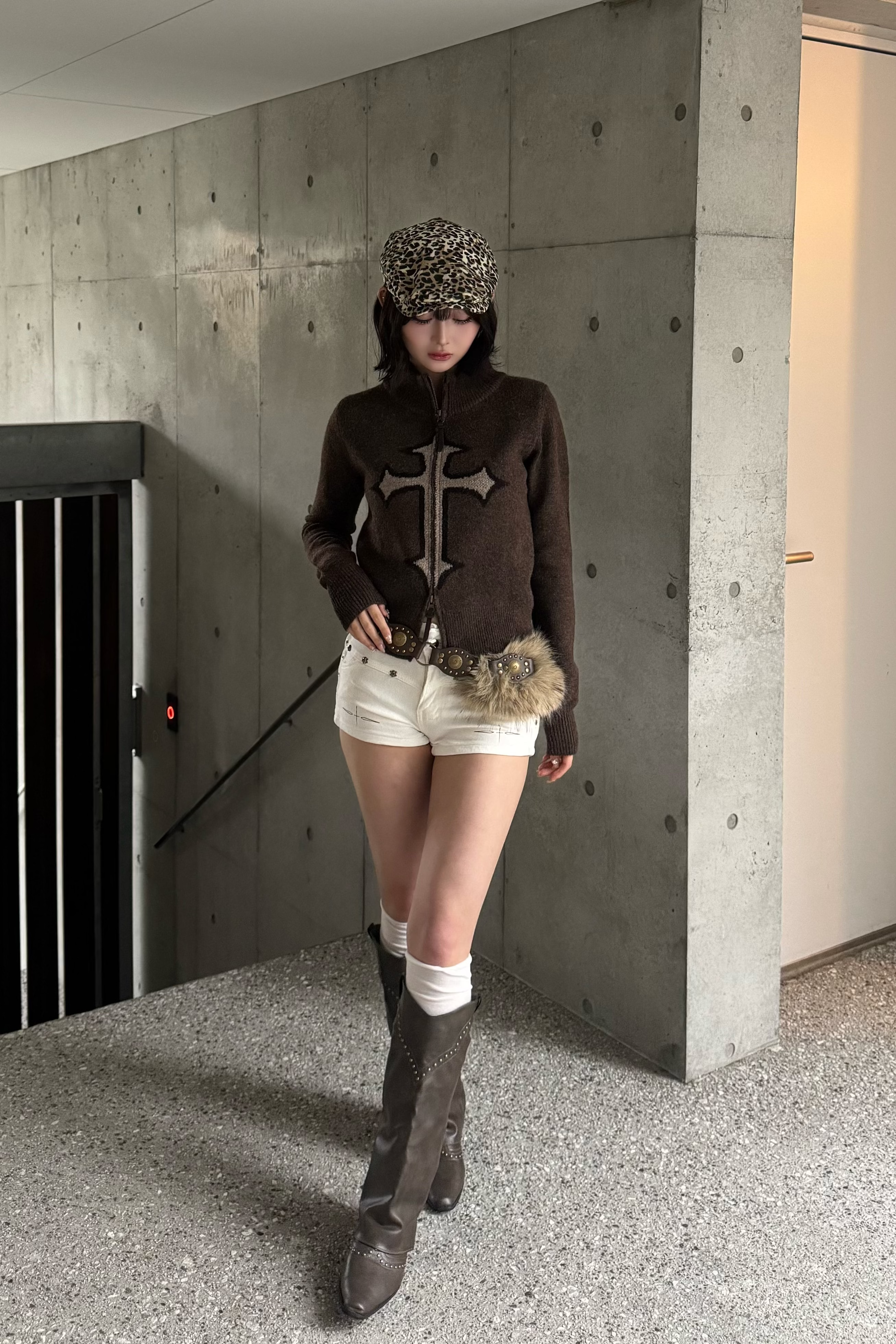 Double zip cross knit  ZC21159