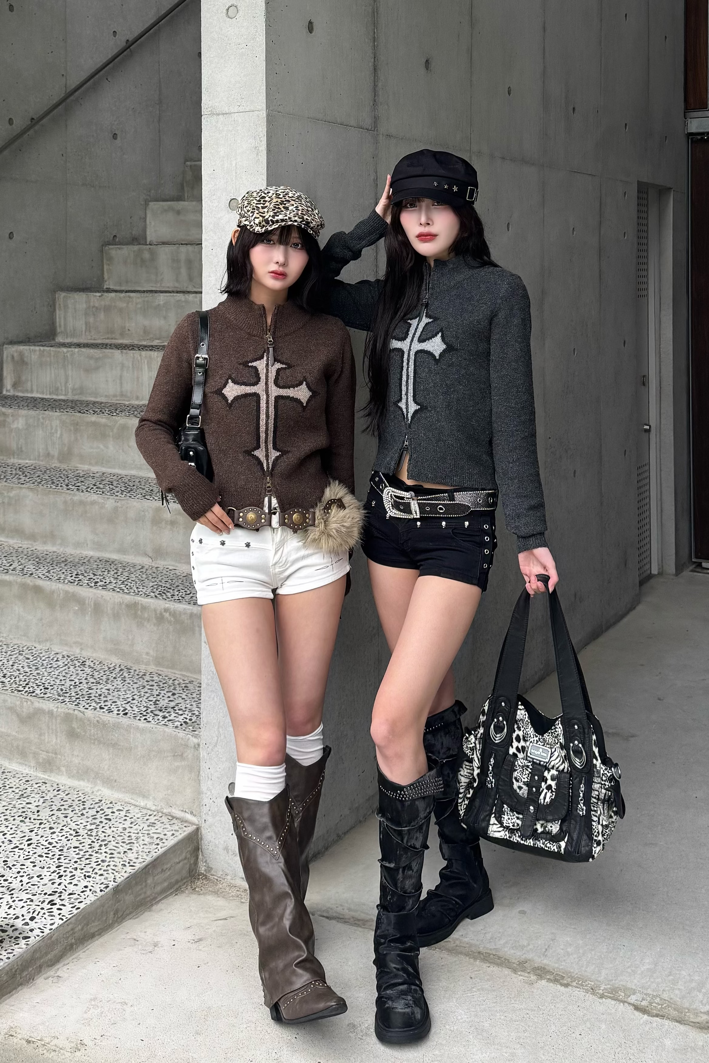 Double zip cross knit  ZC21159