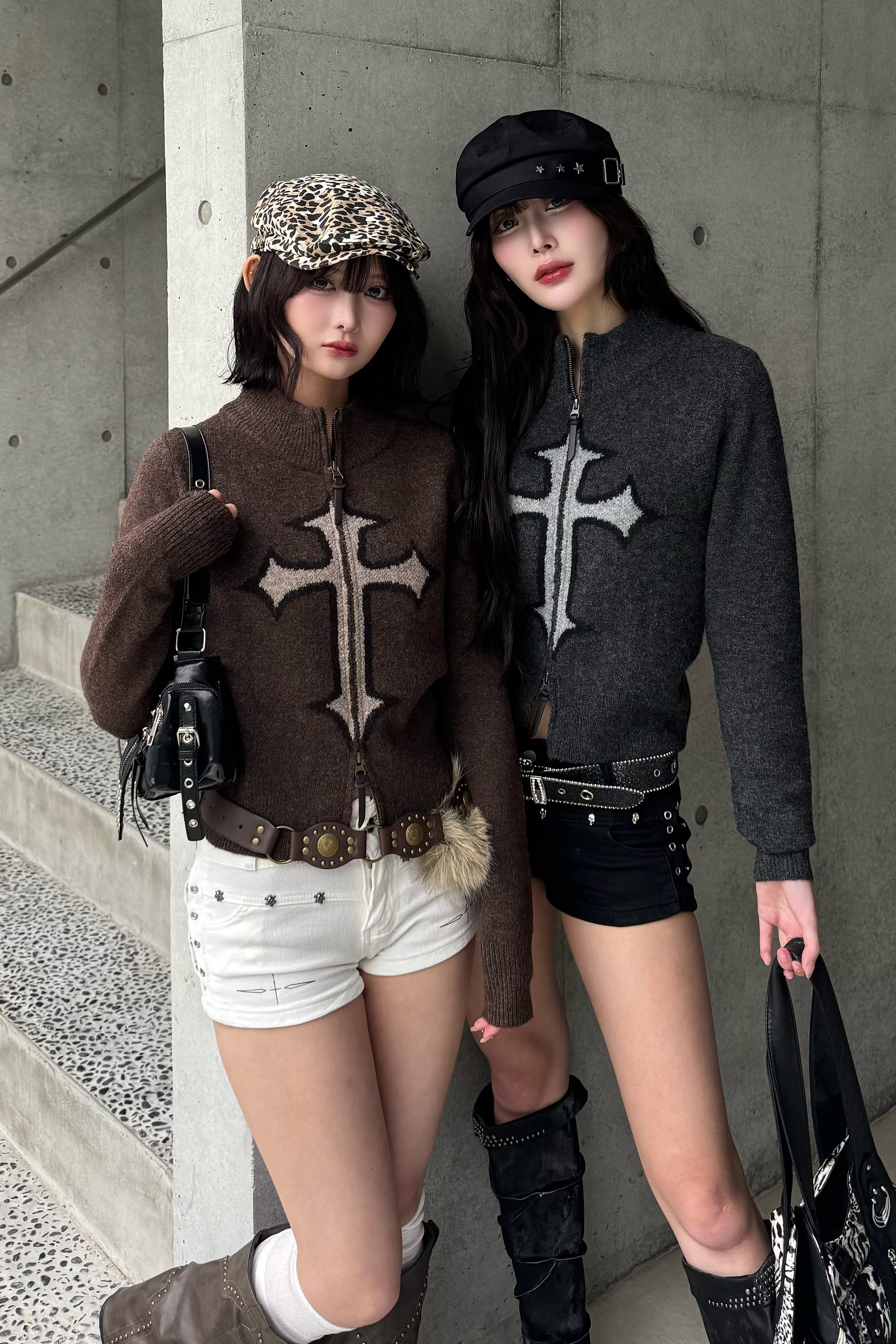 Double zip cross knit  ZC21159