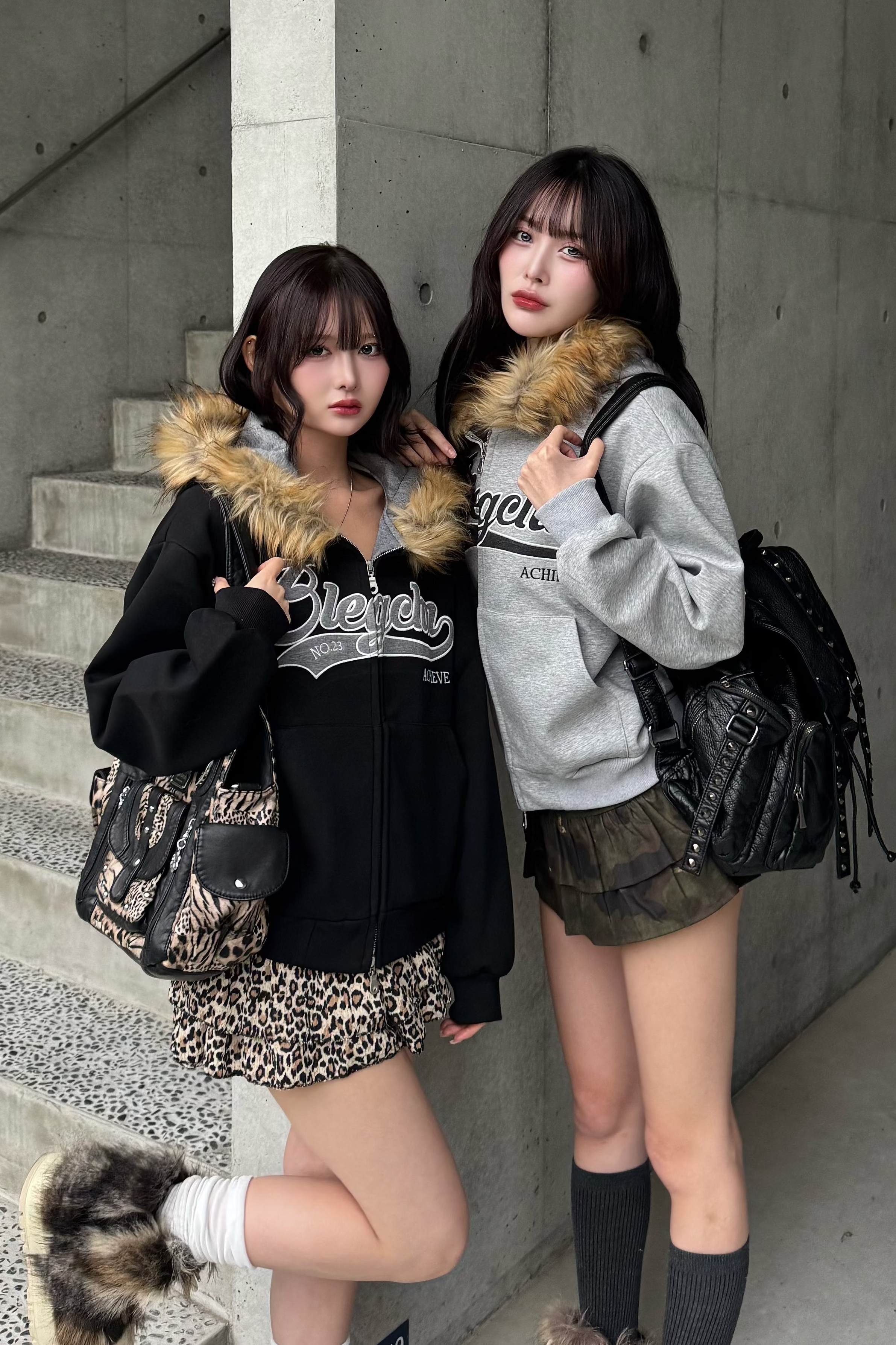 preppie fur zip hoodie ZC21142