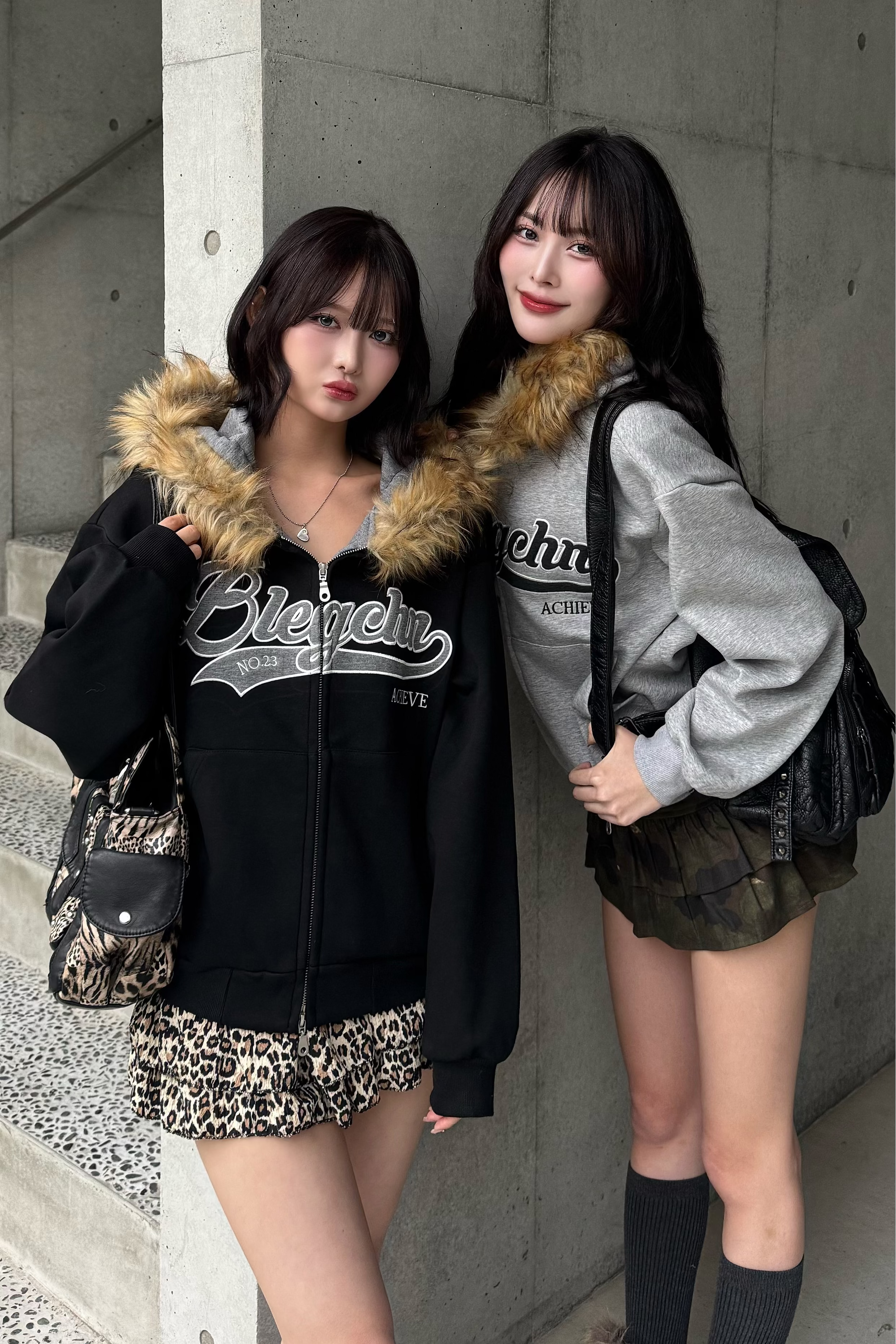 preppie fur zip hoodie ZC21142