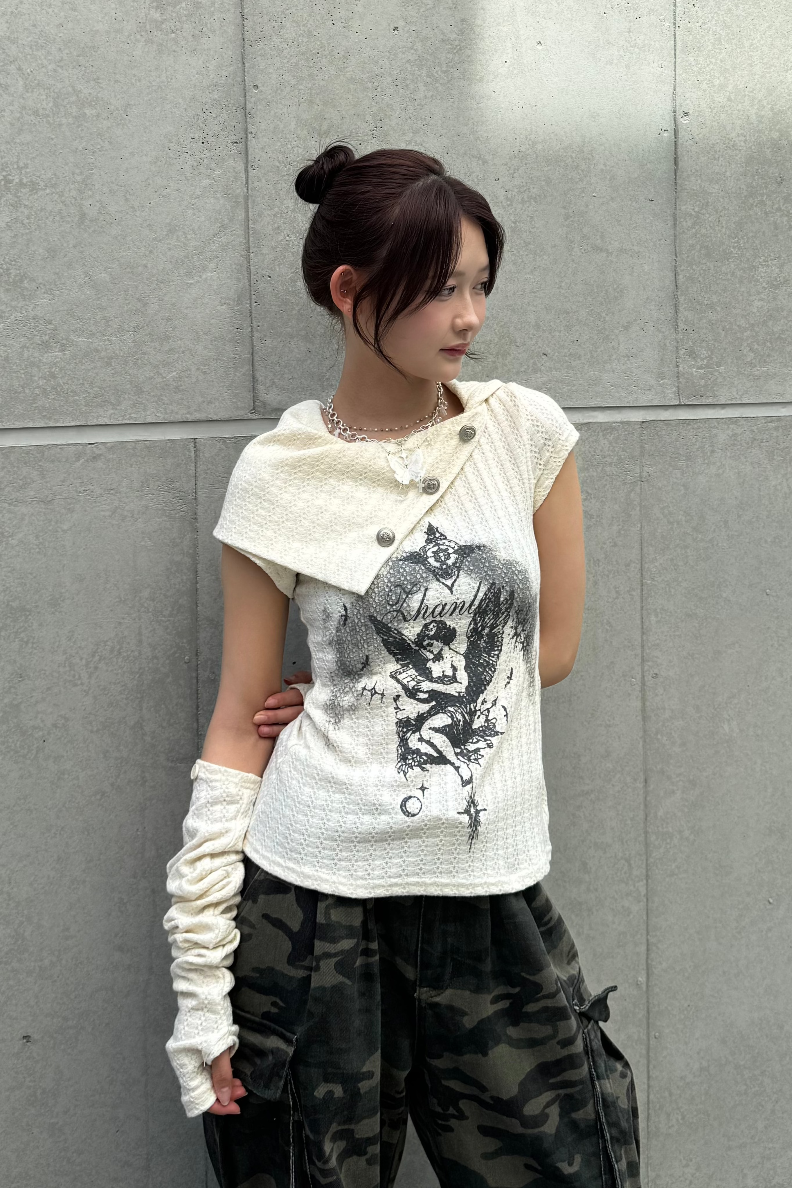 Dual angel pattern tops ZC20819