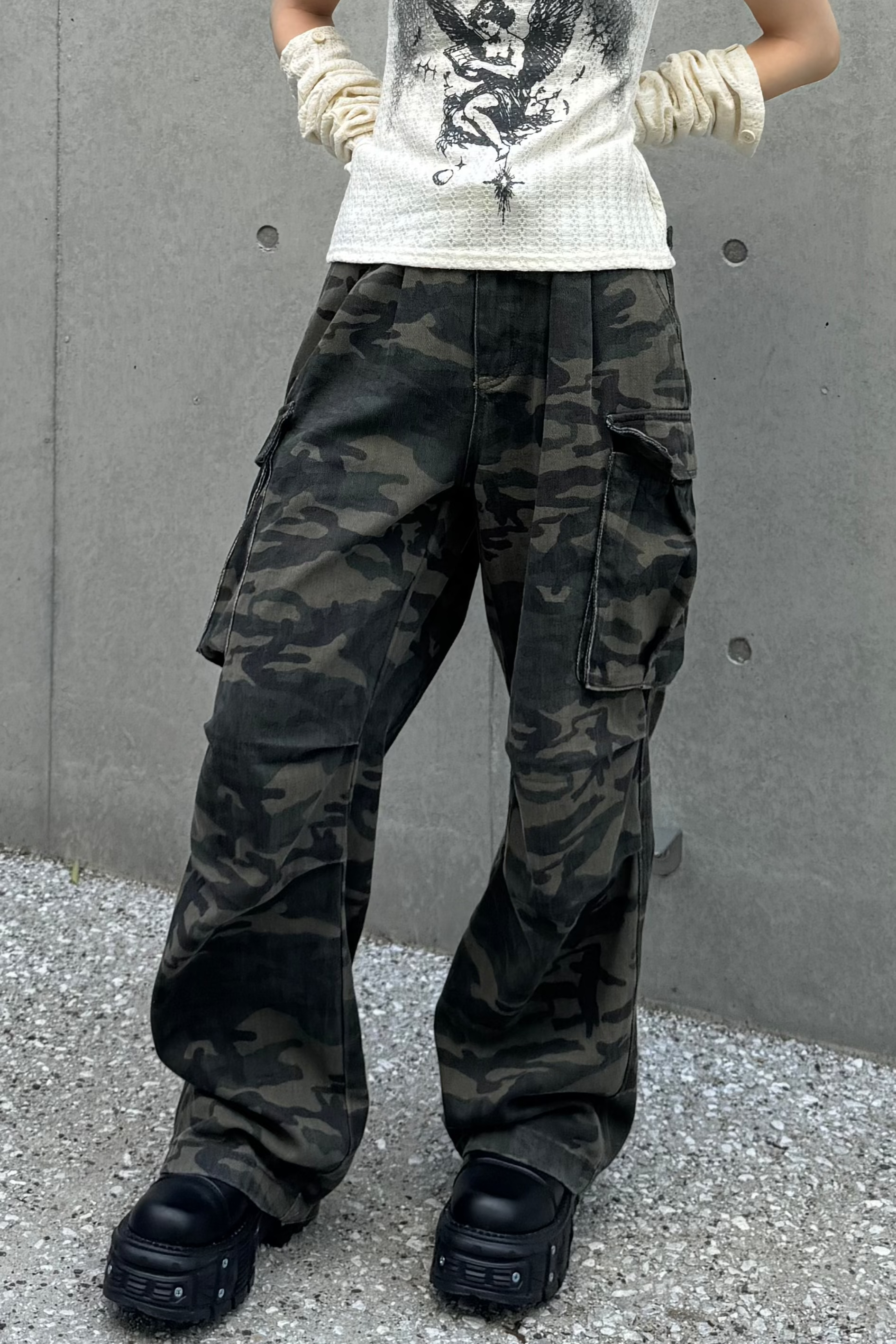 ミリタリーデニムワイドパンツ ZC19273