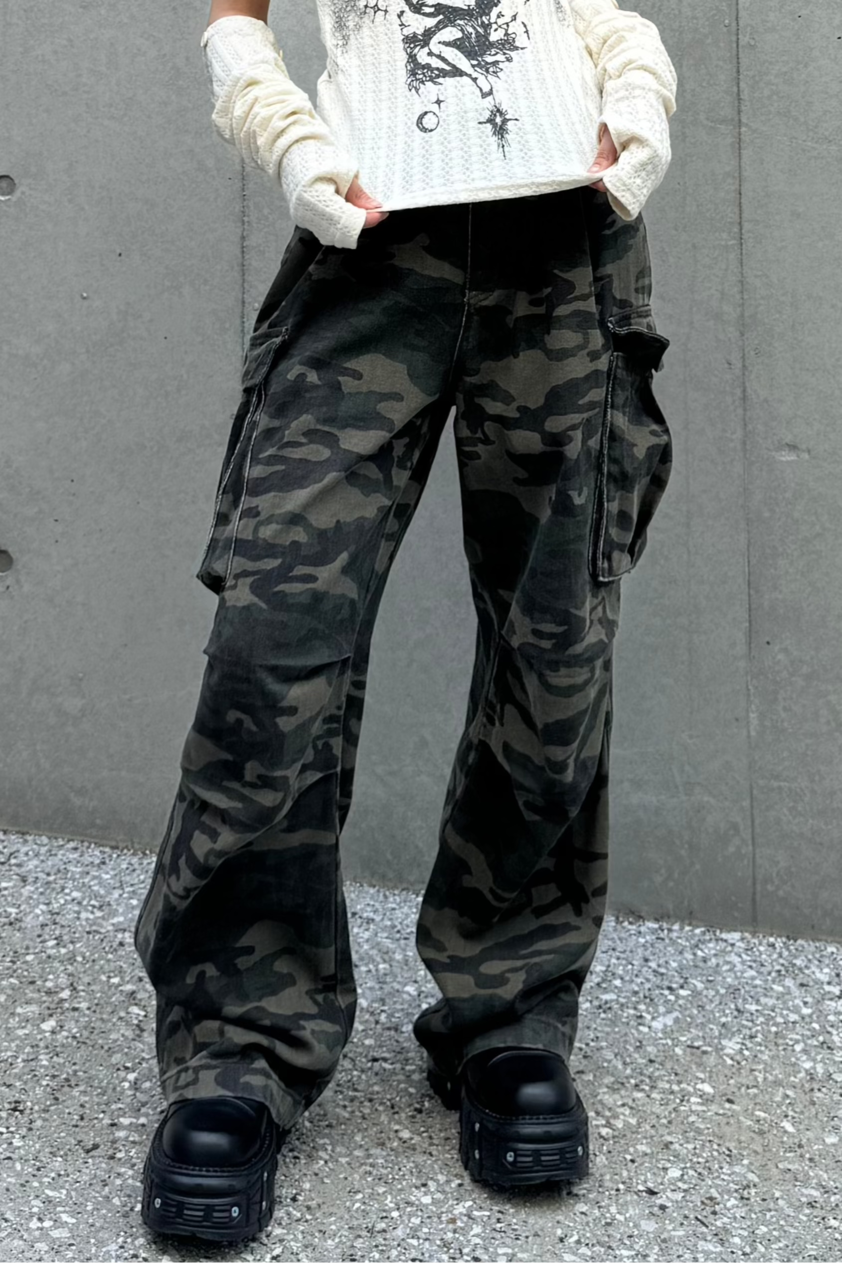 ミリタリーデニムワイドパンツ ZC19273