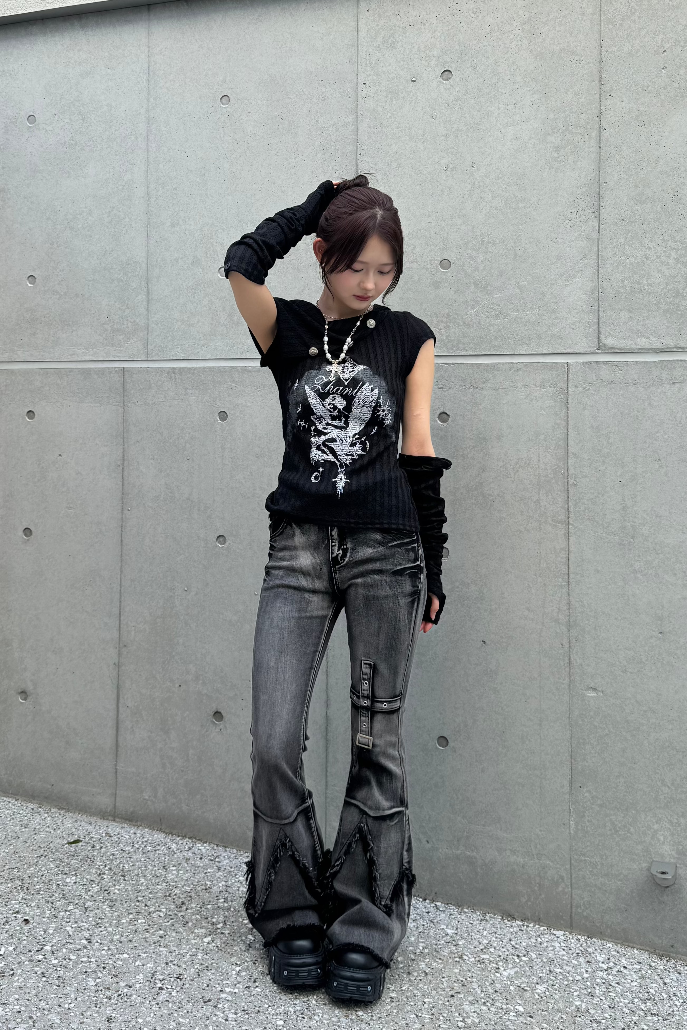 Dual angel pattern tops ZC20819