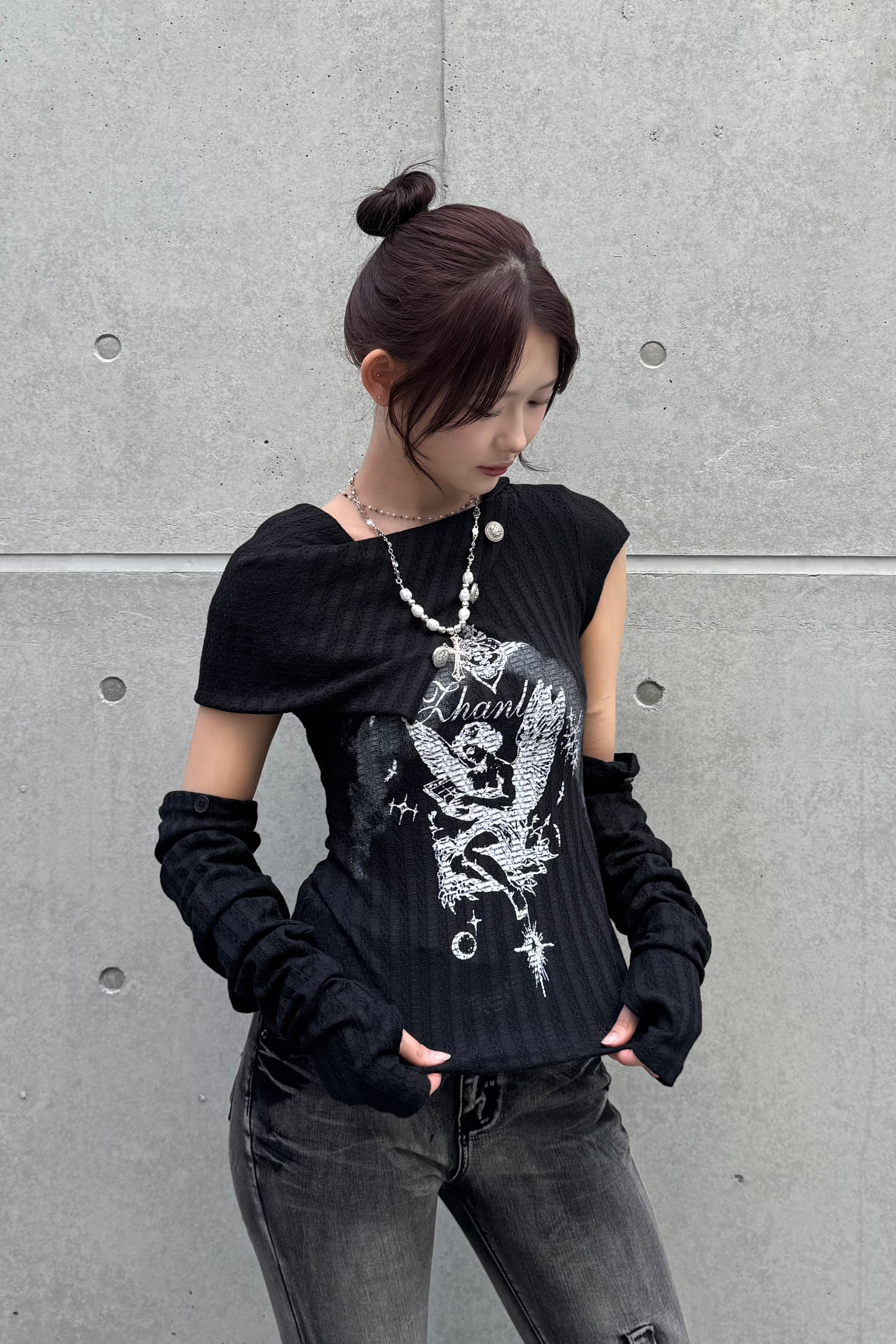 Dual angel pattern tops ZC20819