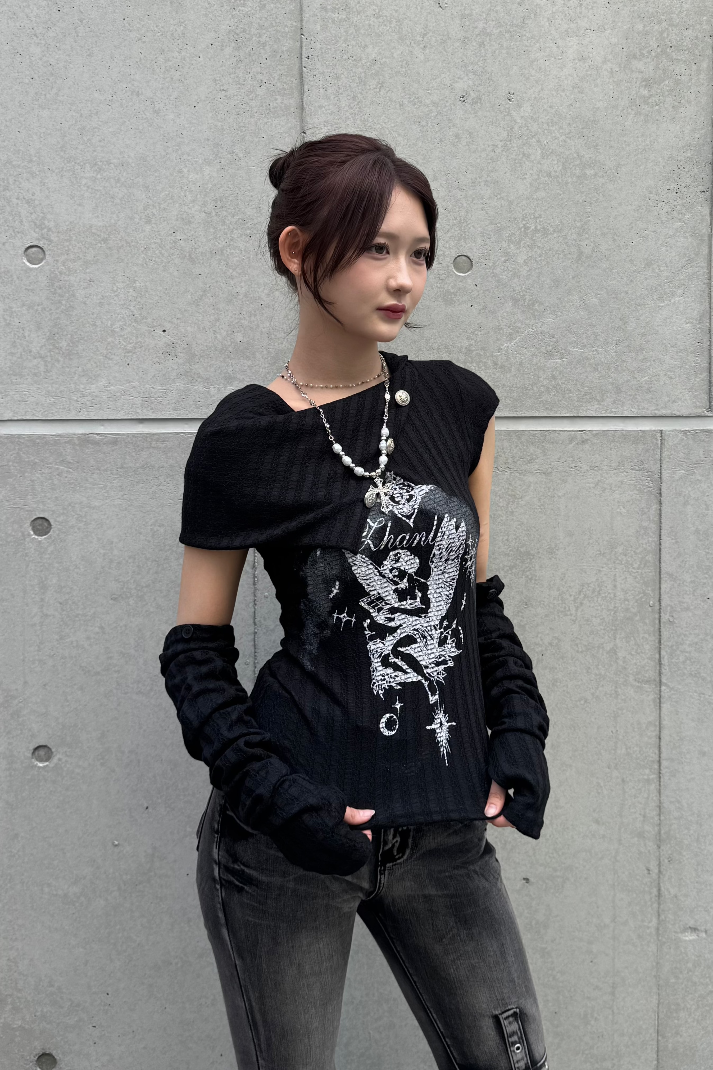 Dual angel pattern tops ZC20819