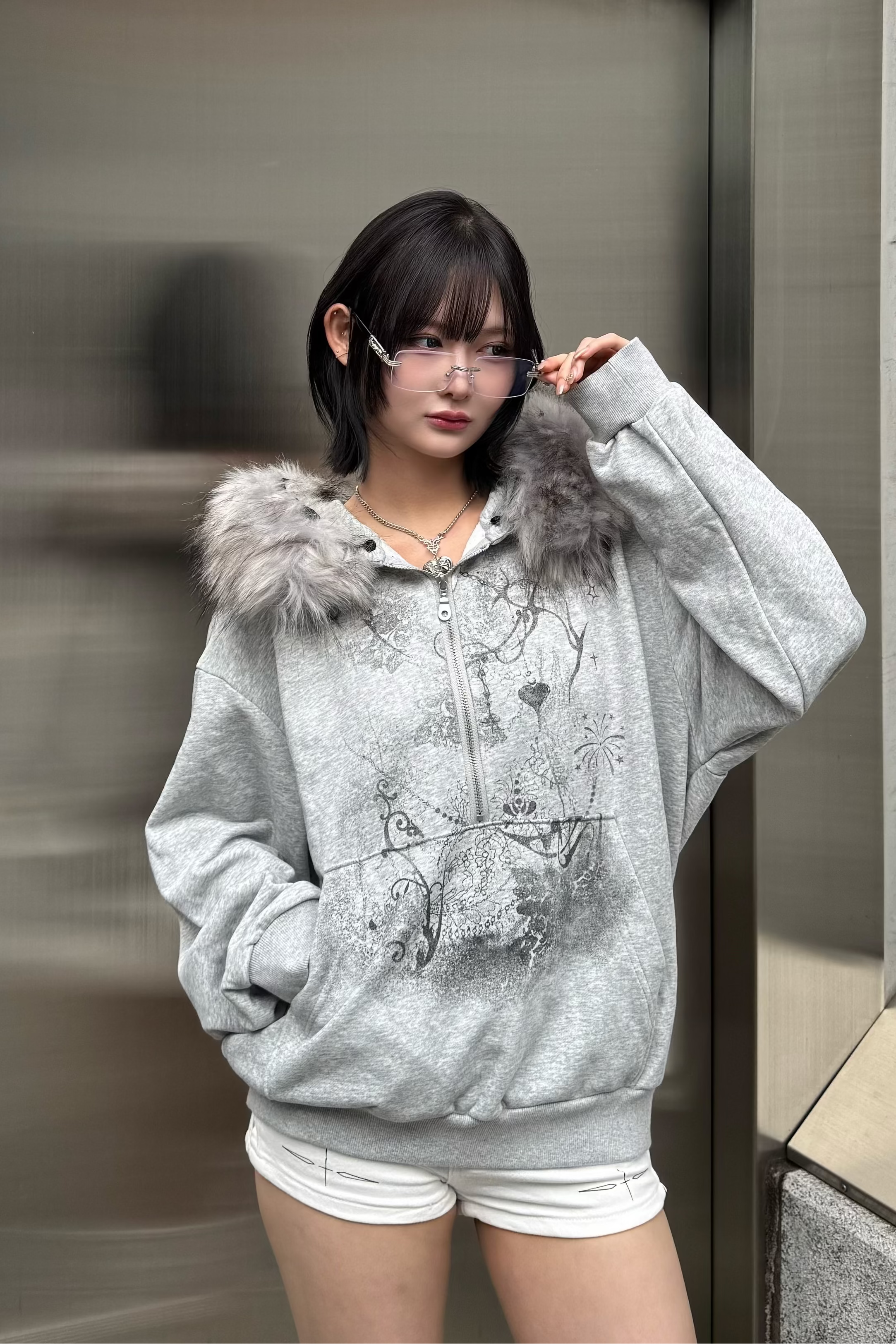 half zip design hoodie ZC21170