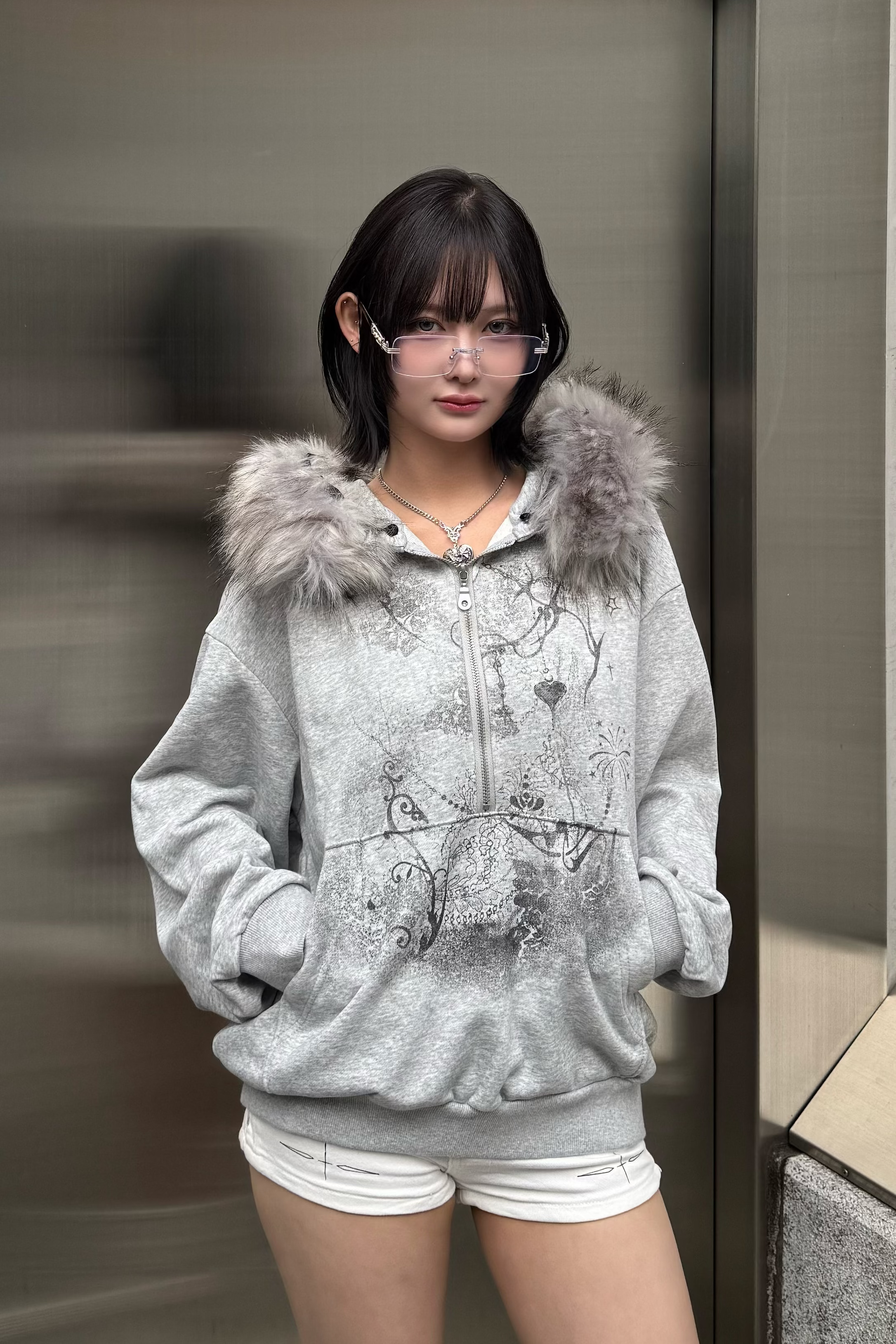 half zip design hoodie ZC21170