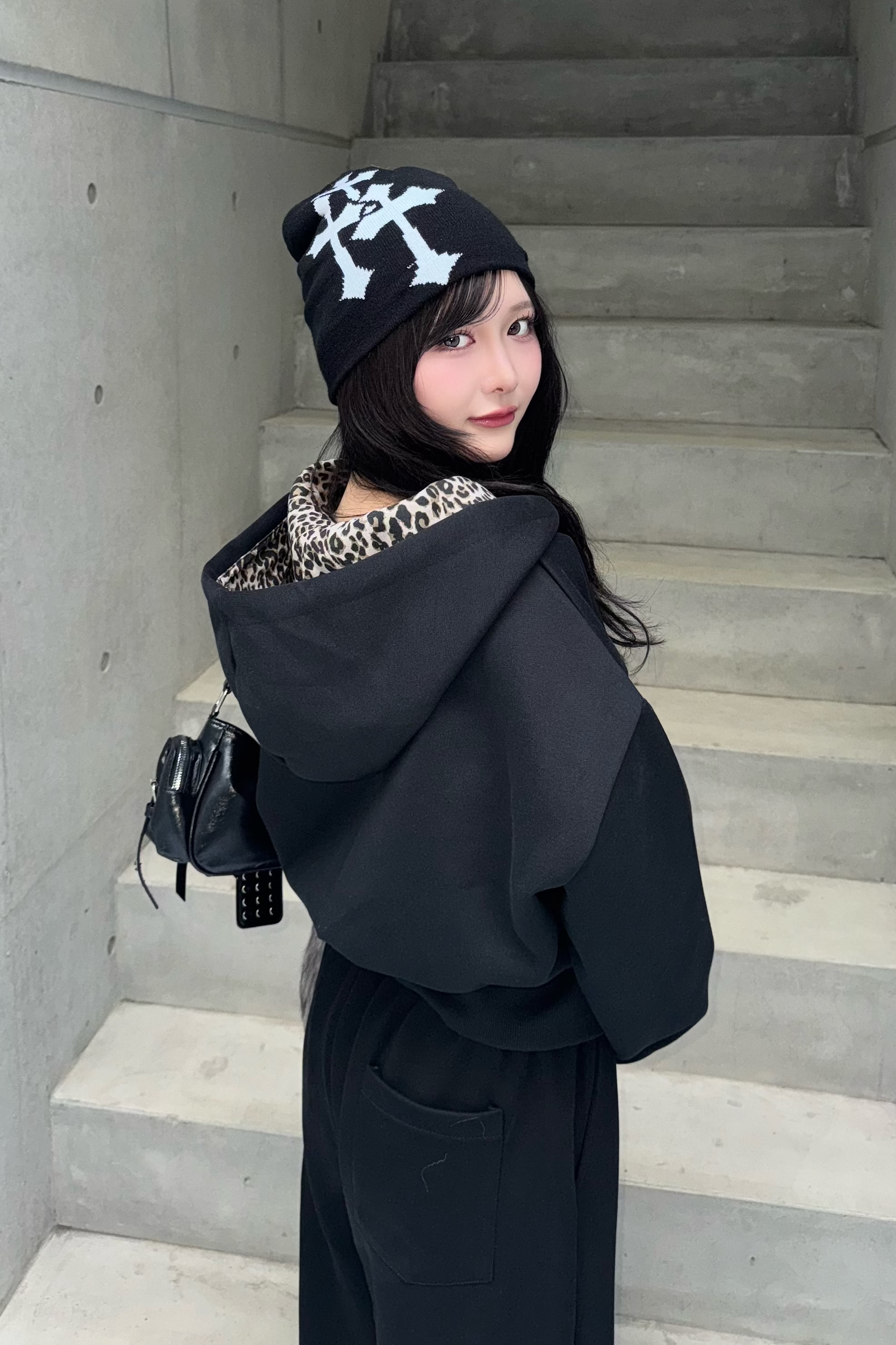 double zip leopard hoodie ZC21174