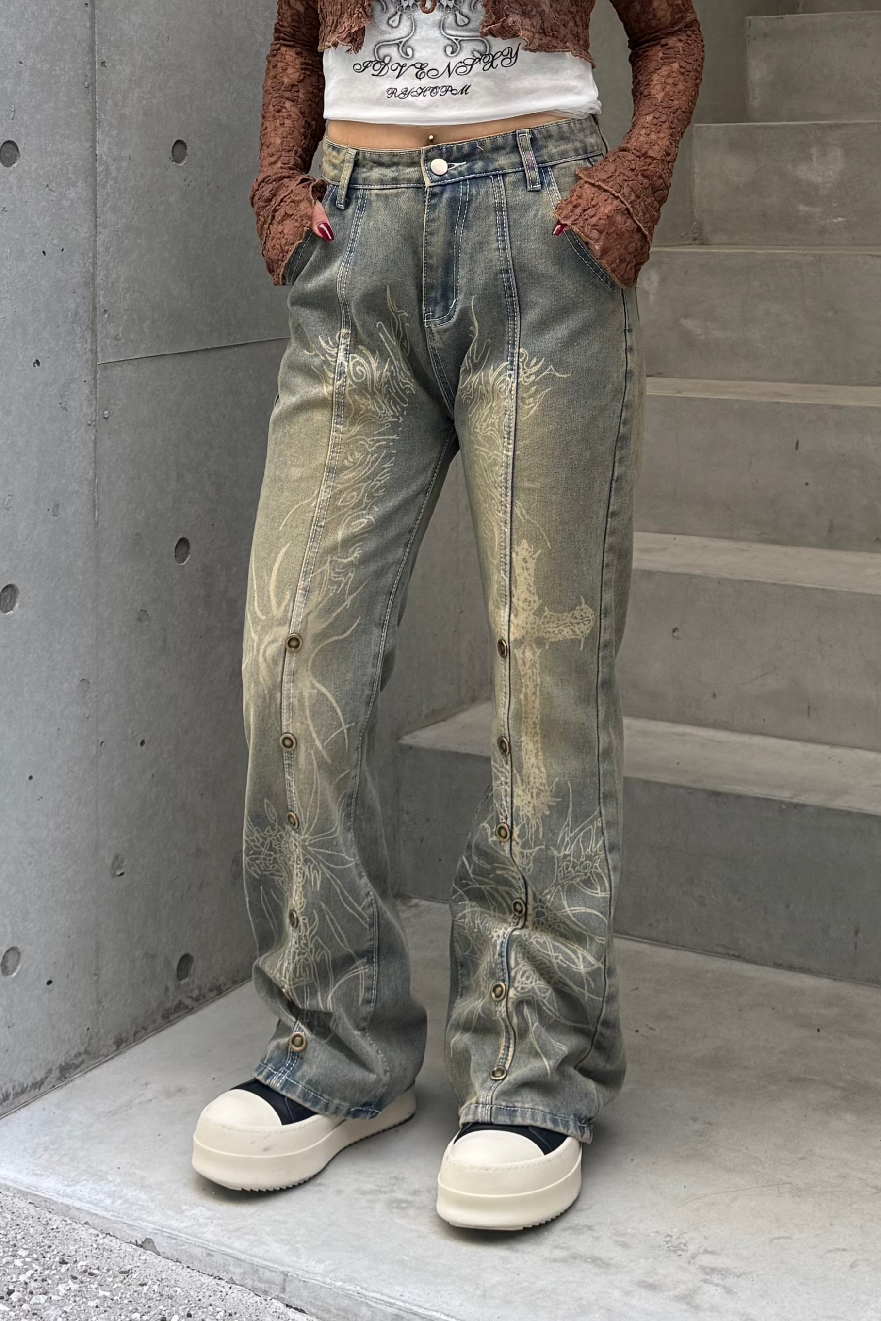 western wash design pants ZC19287