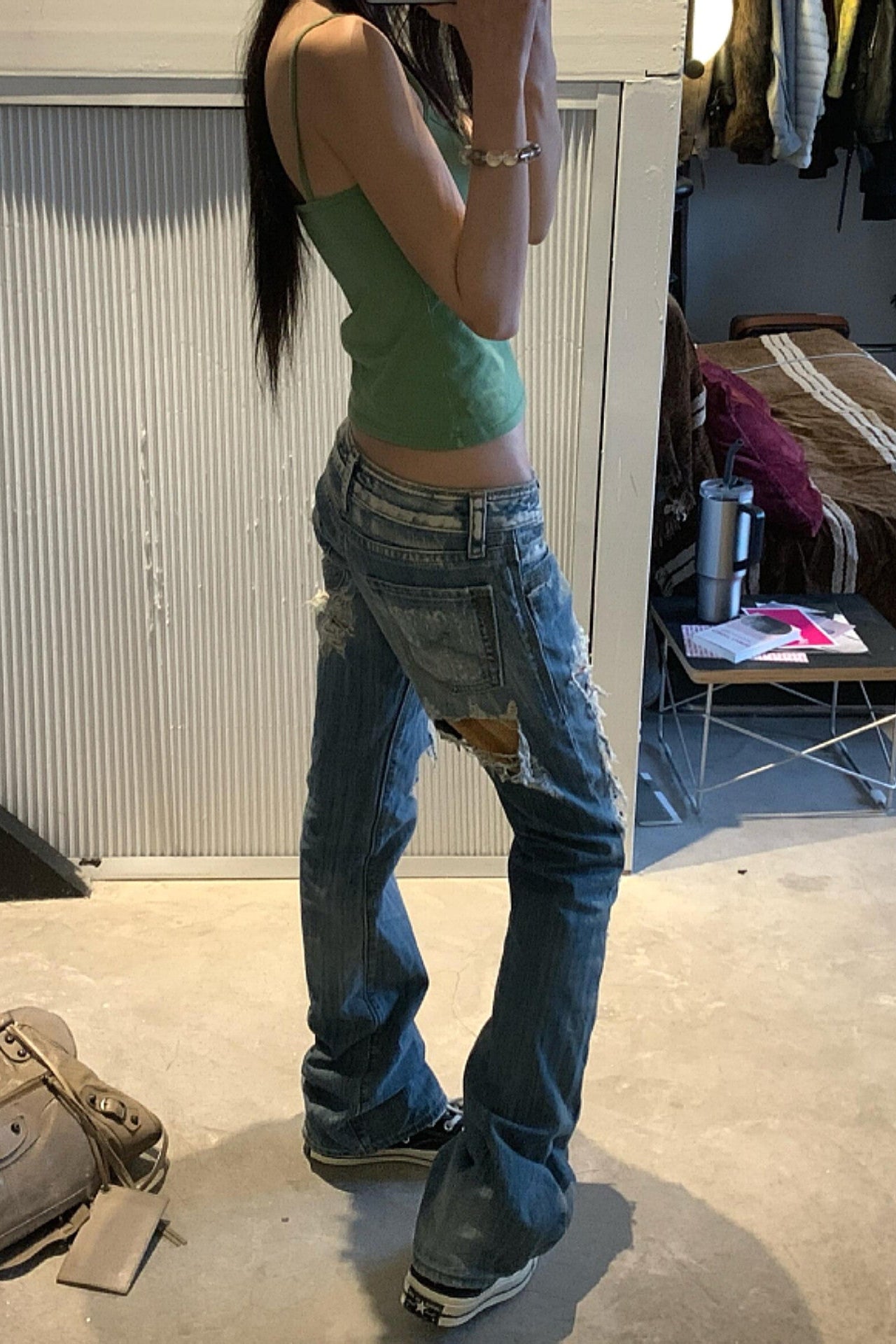 damage low rise denim ZC19444