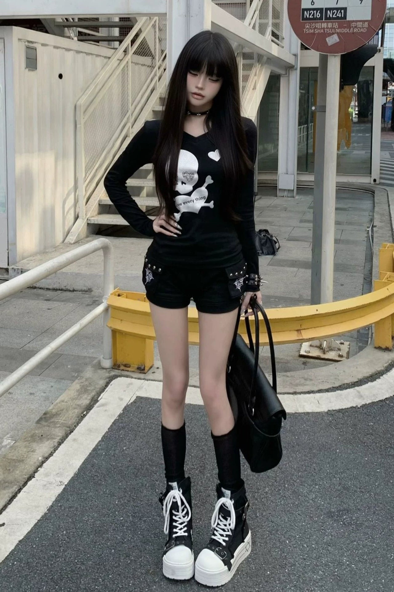 スカルハートロングTシャツ ZC20001