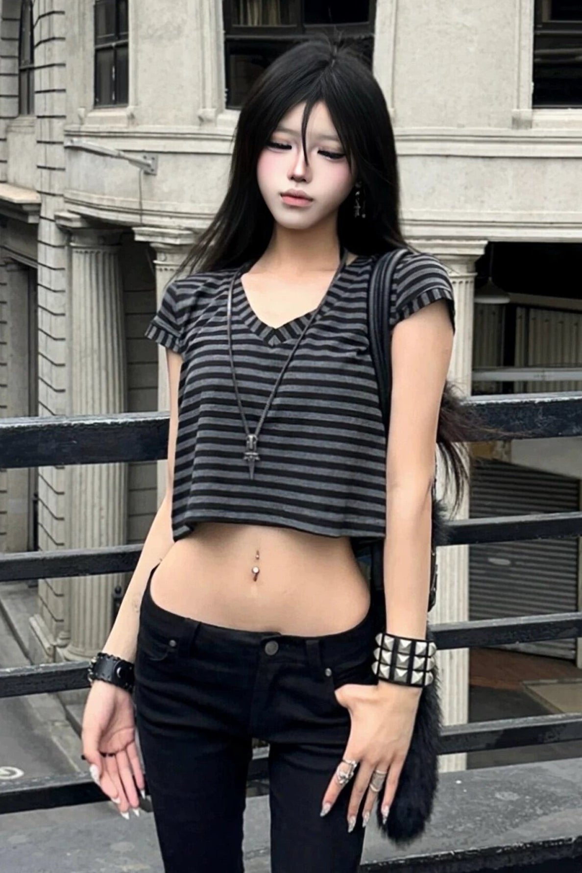 クロップドボーダーTシャツ ZC21390