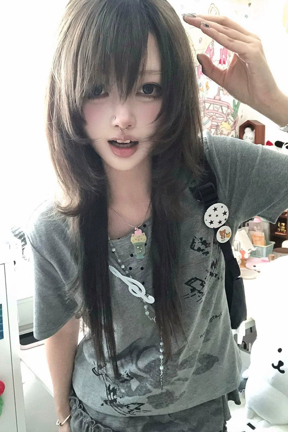 dot layered hood tee ZC21329