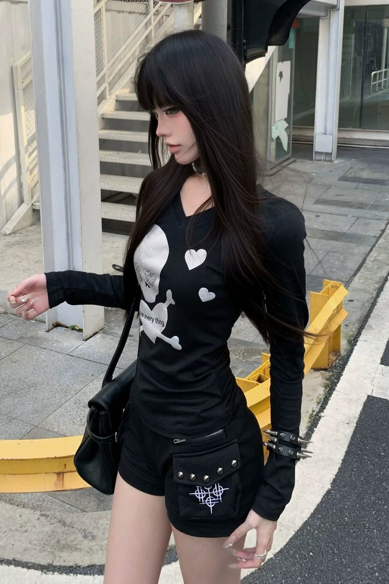 スカルハートロングTシャツ ZC20001