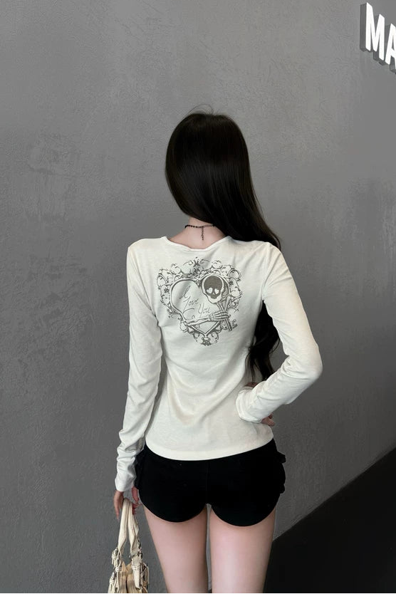 ジップスカルハートTシャツ ZC20006