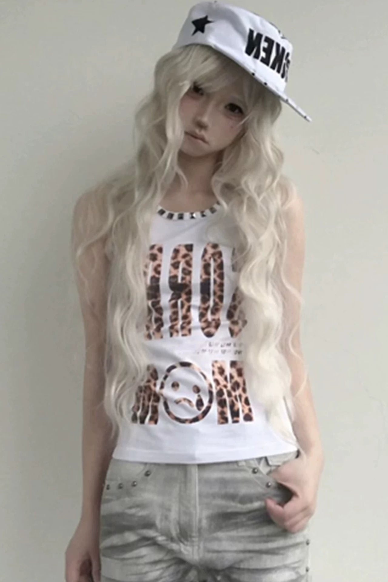 leopard logo tank top ZC21364