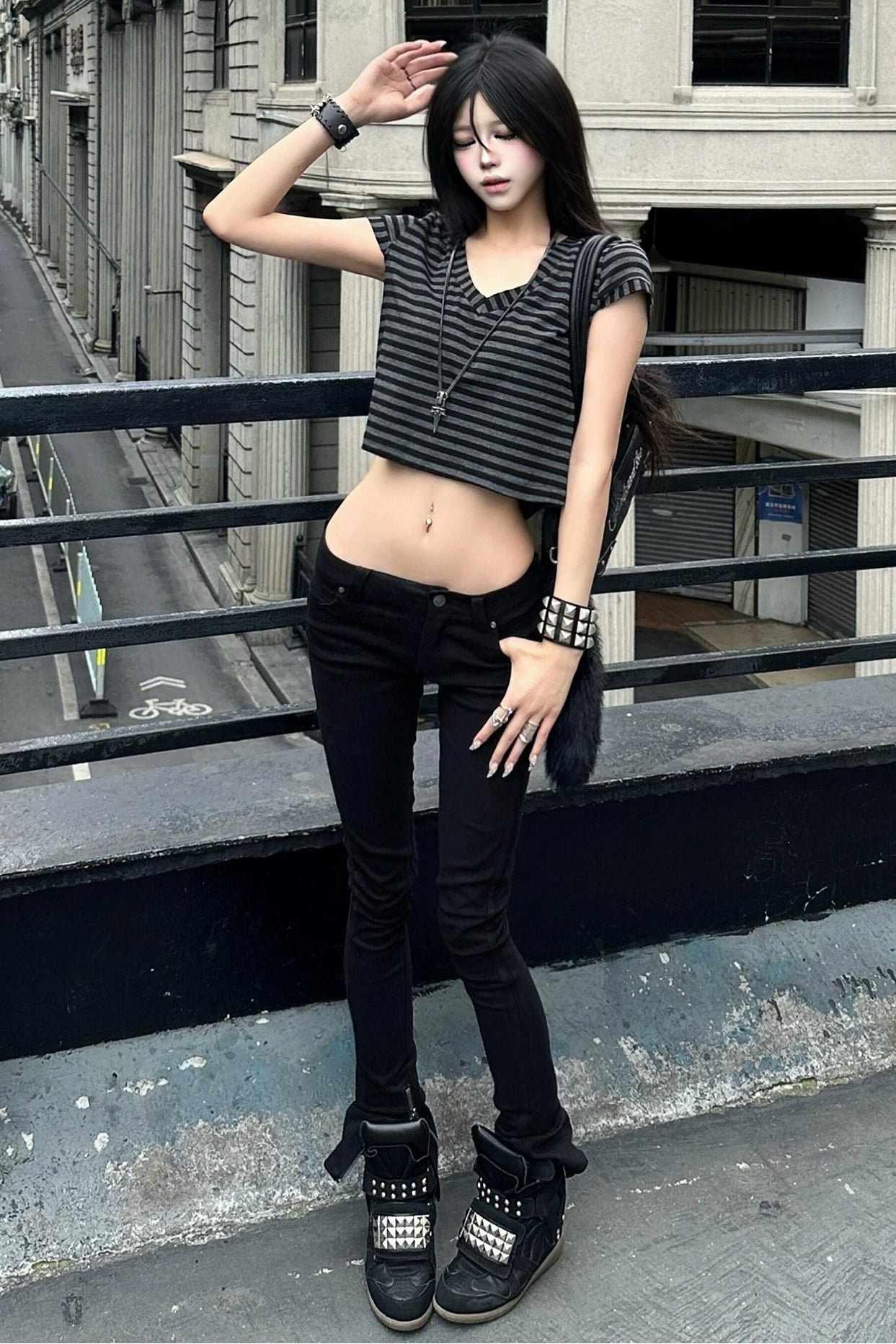 クロップドボーダーTシャツ ZC21390