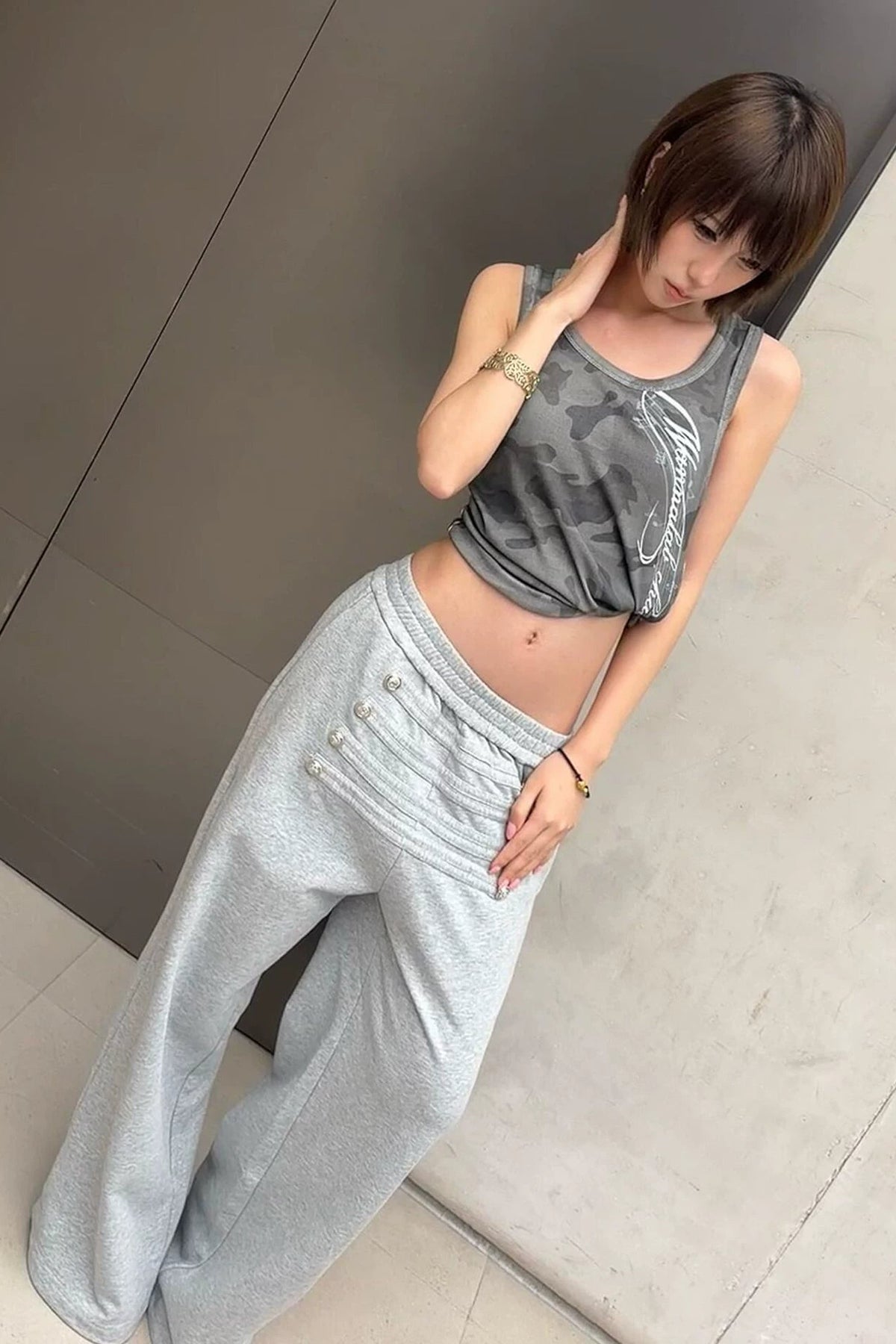 ナポレオンボタンワイドスウェットパンツ ZC19000