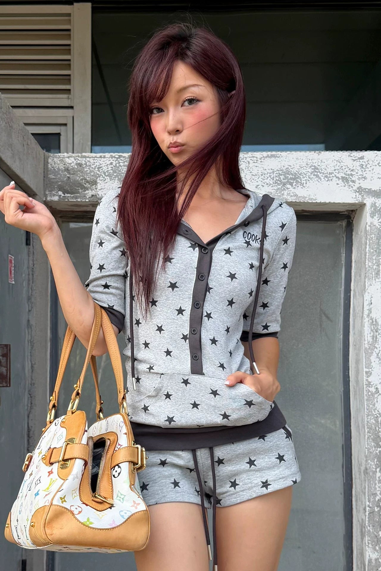 star design tight hoodie ZC21372