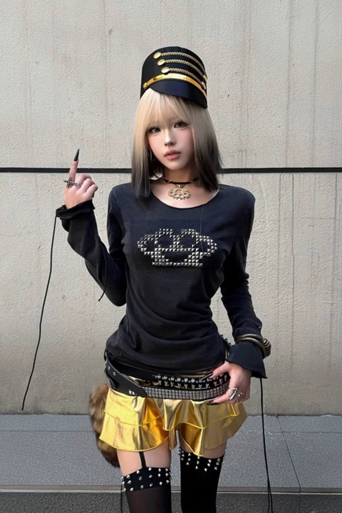 ラインストーンドロストTシャツ ZC20012